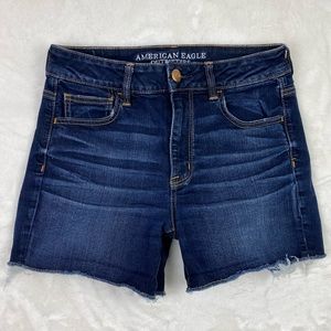 American Eagle Womens High Rise Shortie Size 10 Cut Offs Stretch Denim